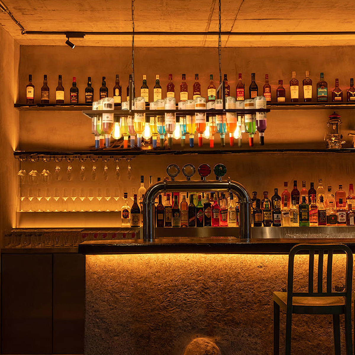 Art Deco Wine Bottle Pendant Light for Bar